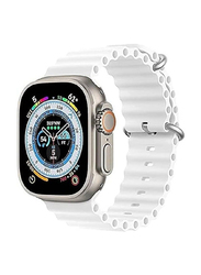 Gennext Replacement Silicone Hole Wavy Strap for Apple Watch 42/44/45/49mm, White