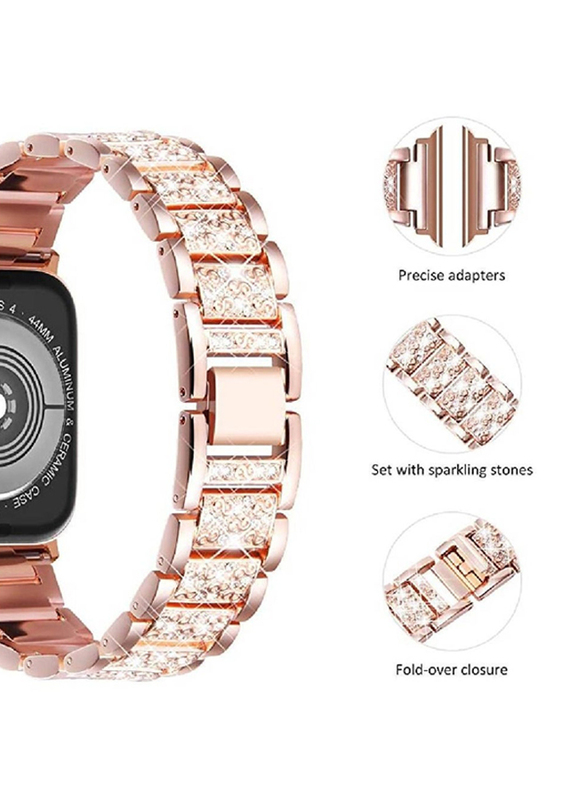 Gennext Replacement Jewellery Bling Diamond Bracelet Band for Apple Watch Series 7/6/5/4/3/2/1/SE 41mm/40mm/38mm, Rose Gold