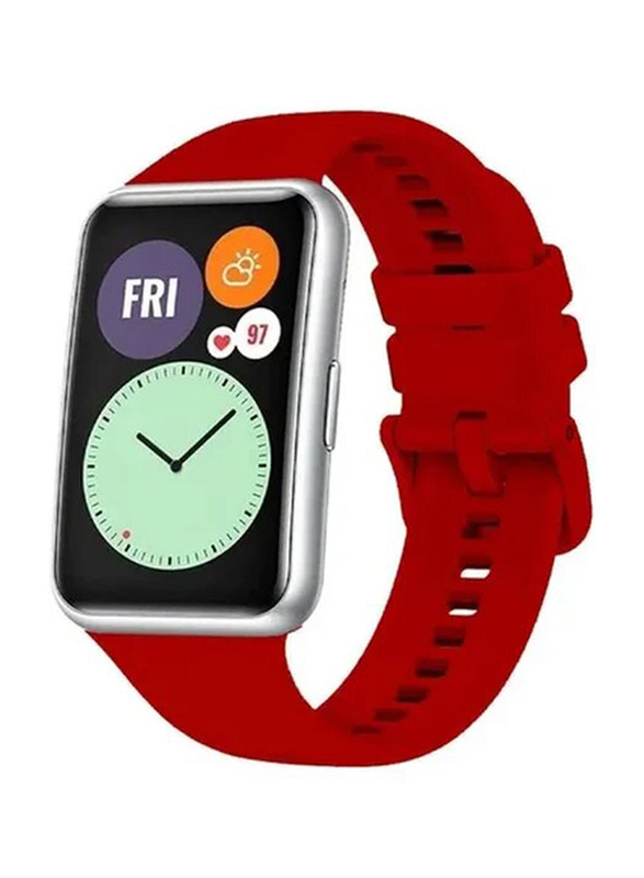Zoomee Strap Adjustable Silicone Replacement Sport Wristband for Huawei Watch Fit 2, Men & Women Watch, Red