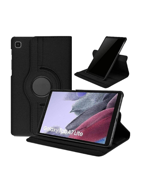 Gennext Samsung Galaxy Tab A7 Lite 360° Rotating Multi-Angle Stand PU Leather Flip Folio Case Cover, Black