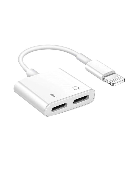 Gennext 2 in 1 Dual Lightning Charger and Headphones Adapter & Splitter, Lightning to Lightning for iPhone/iPad/Support Calling/Charging/Music Control, White