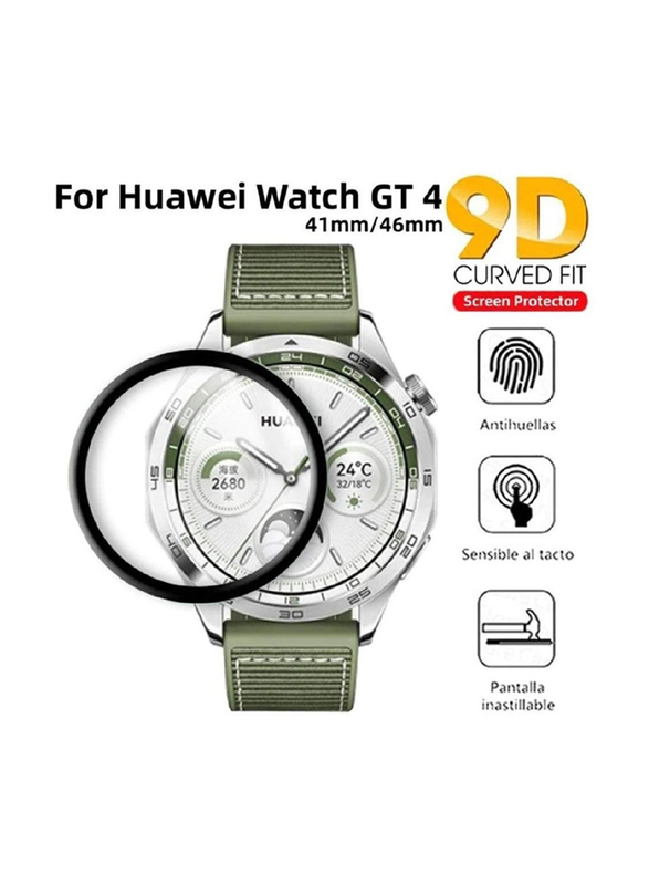 Zoomee Protective HD Clarity Anti-Scratch Bubble-Free and Dust-Free Premium Tempered Glass Screen Protector for Huawei Watch GT 4 46mm, Clear/Black