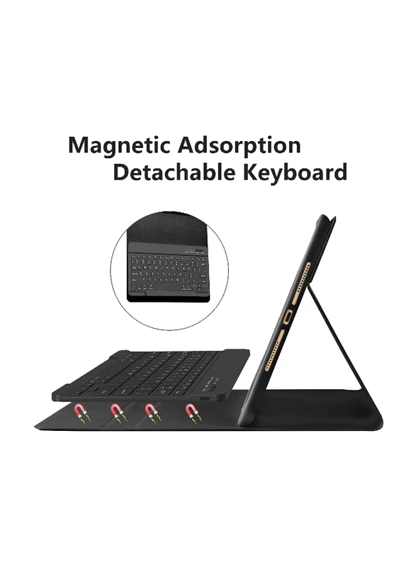 Detachable Bluetooth Keyboard 10.5" with Magnetic Case and Pencil Holder for Apple iPad 9th Generation 10.2-inch 2021, Apple iPad Air 3rd Generation, 8th/7th Gen (2020/2019), Black