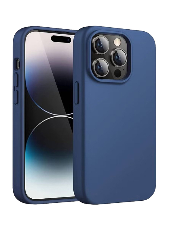 

Gennext Apple iPhone 14 Pro Max 6.7-inch Silicone Silky-Soft Touch Full-Body Protective Mobile Phone Back Case Cover, Blue