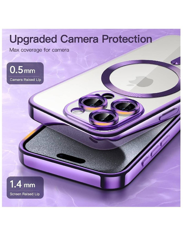 Apple iPhone 15 Pro Max 6.7 Inch Camera Lens Full Protection Mobile Phone Back Case Cover, Purple