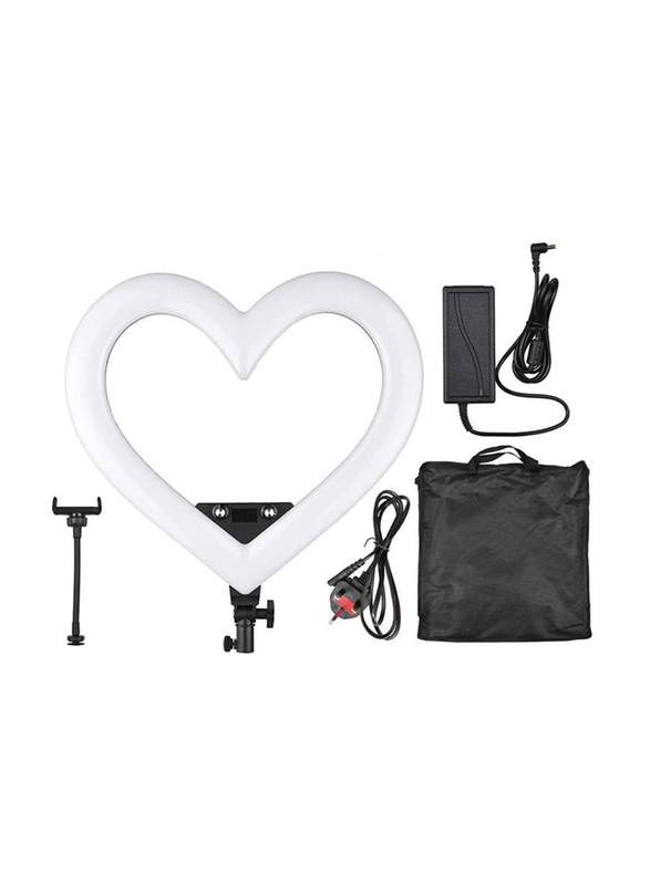 Gennext 12-inch RGB Colourful Heart-shaped Photography LED Light with Stepless Dimming, High Brightness & Phone Holder, Black