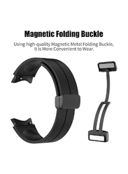 Foldable Magnetic Buckle Silicone Strap for Samsung Galaxy Watch 4/4 Classic/5/5 Pro/6/6 Classic, Black