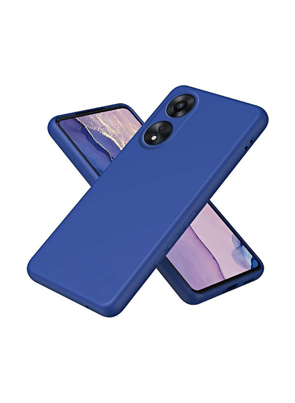 Gennext Oppo A78 5G/A58 5G/A58X Protective Shockproof Soft Liquid Silicone Gel Rubber Microfiber Lining Case Cover, Blue