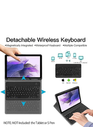 Gennext Detachable Wireless English Keyboard Tablet Case Cover for Samsung Galaxy Tab S8+ S7 FE S7+ 12.4 Inch, Black