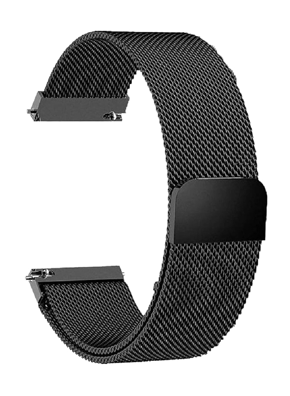 Gennext Adjustable Stainless Steel Mesh Replacement Watch Straps for Women Watches 20mm, Black