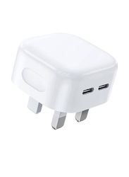 Gennext PD 3.0 Dual USB Wall Charger with USB Type-C to USB-C Power Adapter, White