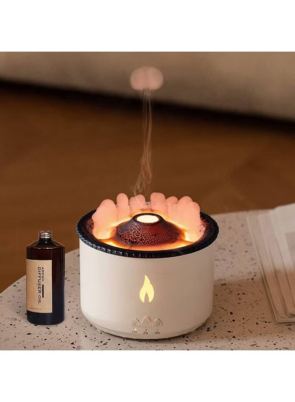 Gennext Volcanic Flame Odor Diffuser Portable Fragrance Air Humidifier Jellyfish Ring Night Lamp 360ml, White