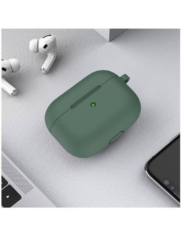 Gennext Protective Shockproof Silicone Supports Wireless Charging with a Durable Carabiner for Apple Airpods Pro, Green