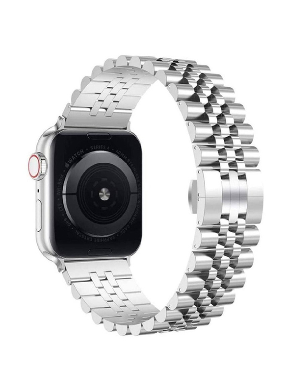 Zoomee Replacement Stainless Steel Metal Bracelet Band for Apple Watch 41/40/38mm, Silver
