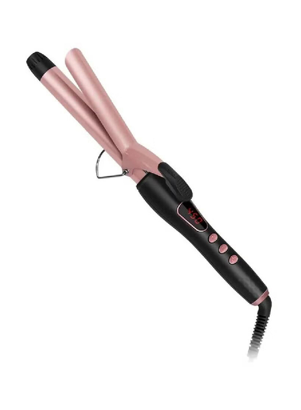 Gennext Anti-Scald Curling Wand Hair Curling Iron with Ceramic Coating for Any Hair Types, Black/Pink