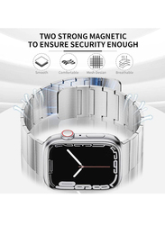 Gennext Stainless Steel Magnetic Replacement Band for Apple Watch 42/44/45/49mm, Silver