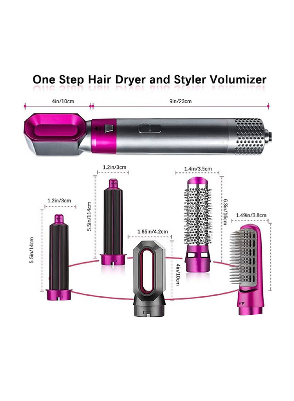 Gennext 5-in-1 Hot Air Styler Hair Dryer, Grey/Pink