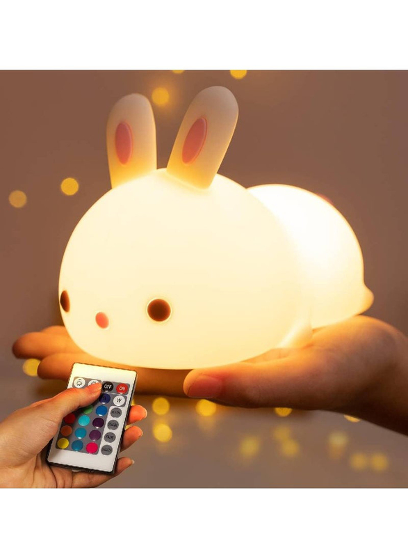 Adjustable Silicone Soft Bunny Night Light with Touch Sensor, White