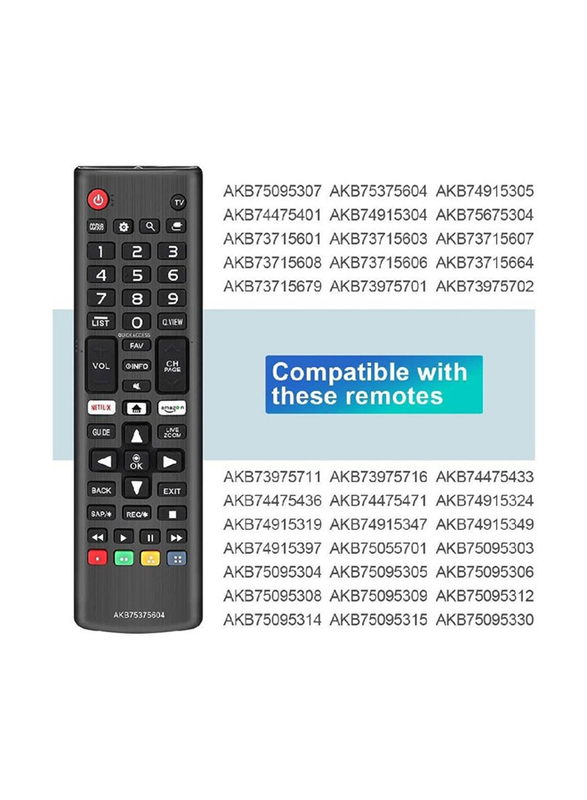 Gennext AKB75375604 Universal Remote Control Replacement for LG 4K LCD LED UHD Smart TVs, Black