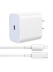 Gennext PD Wall Charger Adapter, 20W with USB Type-C to Lightning and Charge Cable, White