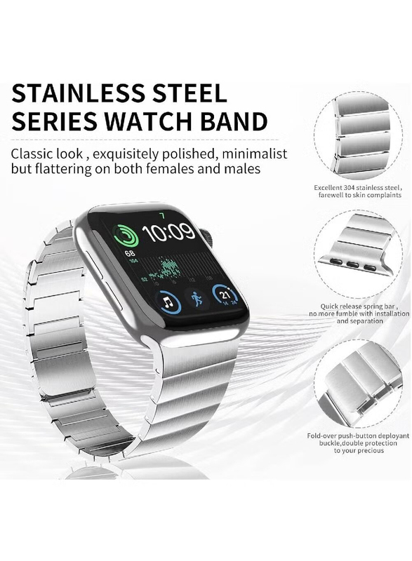 Gennext Stainless Steel Magnetic Replacement Band for Apple Watch 42/44/45/49mm, Silver