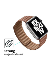 Gennext Leather Magnetic Adjustable Replacement Strap for Apple Watch Ultra 49mm, Brown