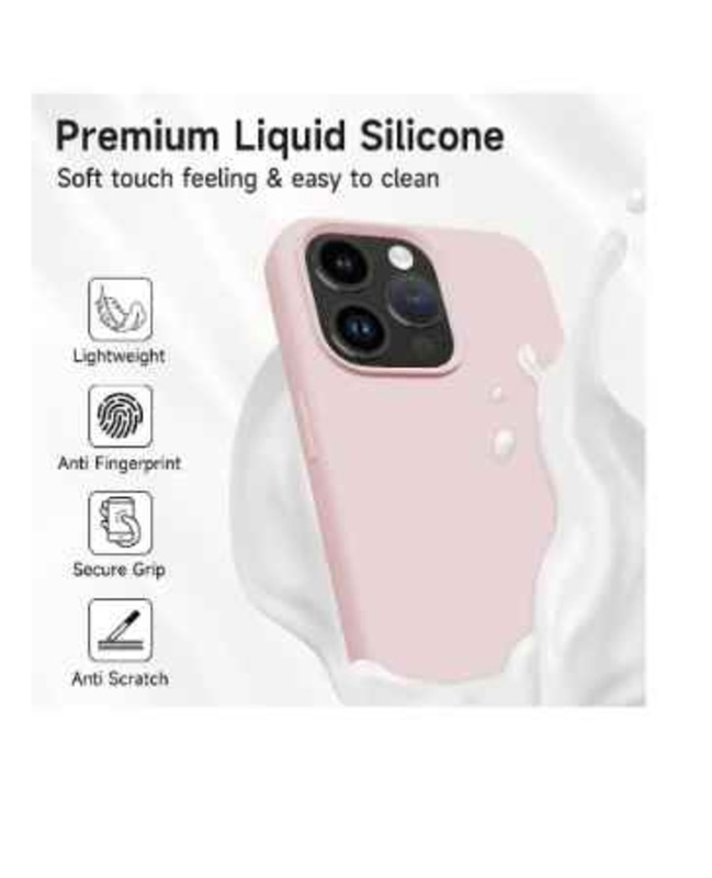 Apple iPhone 15 Pro 6.1 Inch Silicone Liquid Microfiber Lining Mobile Phone Case Cover, Pink