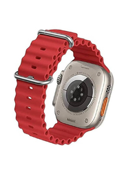 Gennext Replacement Silicone Hole Wavy Strap for Apple Watch 42/44/45/49mm, Red