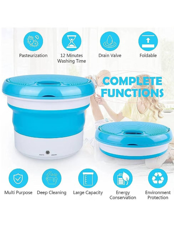 Portable Small Foldable Bucket Washer Lightweight Convenient Washer for Wash Baby Clothes, Blue