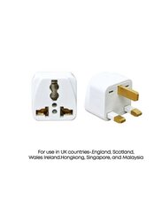 Universal 3 Pin Outlet Converter Socket Travel Adapter, 2 Piece, White