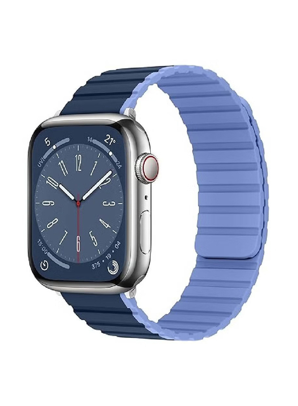 Gennext Stylish Comfortable Silicone Magnetic Replacement Band for Apple iWatch Series SE 9/8/7/6/5/4/49mm/45mm/44mm/42mm, Blue