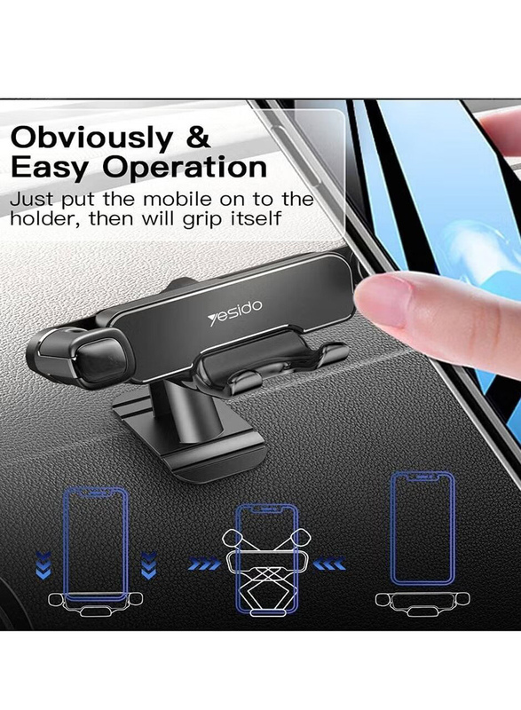 Yesido C90 Vertical & Horizontal Car Gravity Mount Holder for iPhone 11/11 Pro/11 Pro Max/Xs/X/XR/6S/7 Plus/8/All Samsung Mobiles/All Xiaomi Mobiles, Black