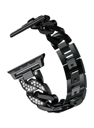 Women Bling Diamond Bracelet Strap Band for Apple Watch Series 7/6/5/4/3/2/1/SE 41mm 40mm 38mm, Black
