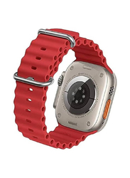 Gennext Replacement Silicone Hole Wavy Strap for Apple Watch 42/44/45/49mm, Red