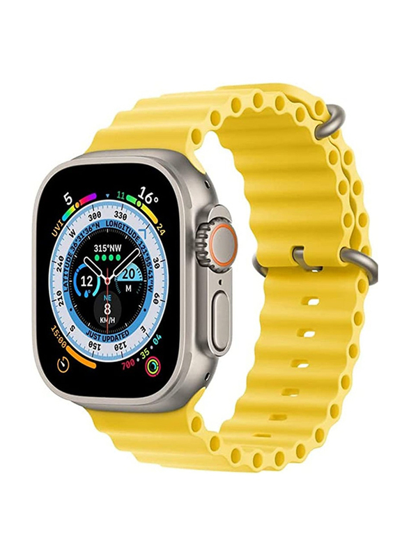 Zoomee Silicone Replacement Band for Apple Watch Series 8/7/6/5/4/SE/Ultra 45/44/42/49mm, Yellow