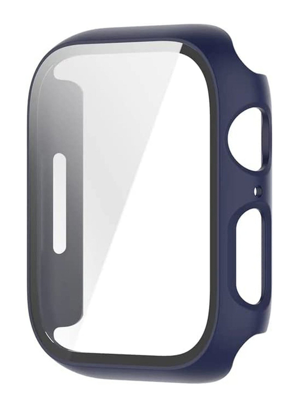 Zoomee Protective Watch Case with Anti Scratch Tempered Glass Screen Protector for Apple Watch Series 7 41mm, Blue