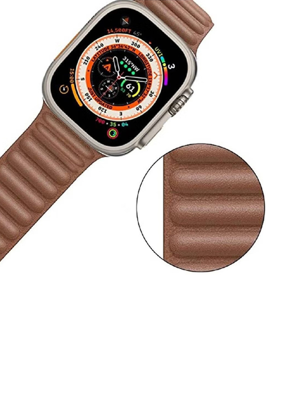 Replacement Genuine Leather Band for Apple Watch Ultra 8 49mm, Brown