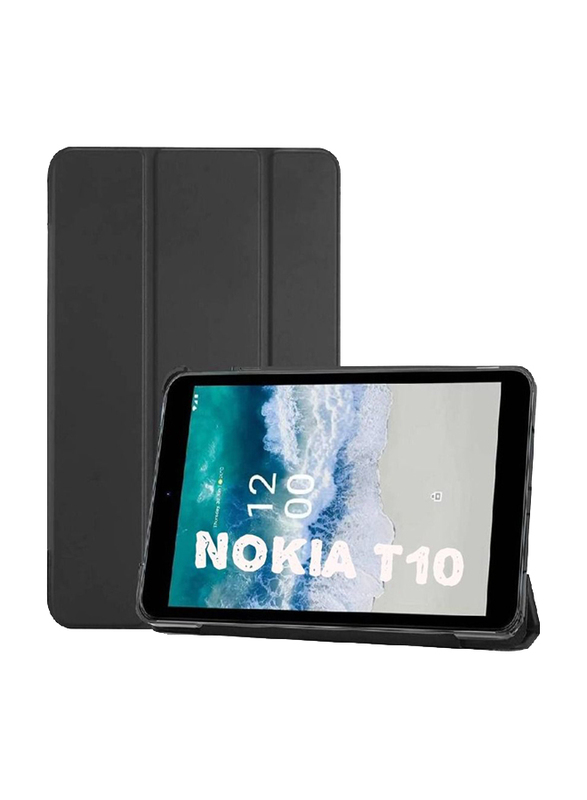 Gennext Nokia T10 Hard Shell Folio Lightweight Trifold Slim Stand Tablet Flip Case Cover, Black