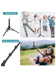 Gennext Heavy Duty Aluminium Extendable Selfie Stick Tripod Stand with Bluetooth Remote and Universal Phone Clip for Apple iPhone/Android Phone/Small Camera, Black