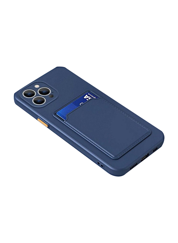 Zoomee Apple iPhone 12 Pro Max Protective Shockproof Card Slot Luxury Rubber Mobile Phone Case Cover, Dark Blue