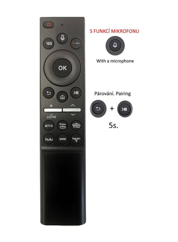 Gennext Voice Bluetooth Universal Remote Control for All Samsung Smart LCD LED UHD QLED 4K HDR TVs with Netflix, Prime Video, Samsung TV Plus, Hulu, WWW, Rakuten-TV Buttons, Black