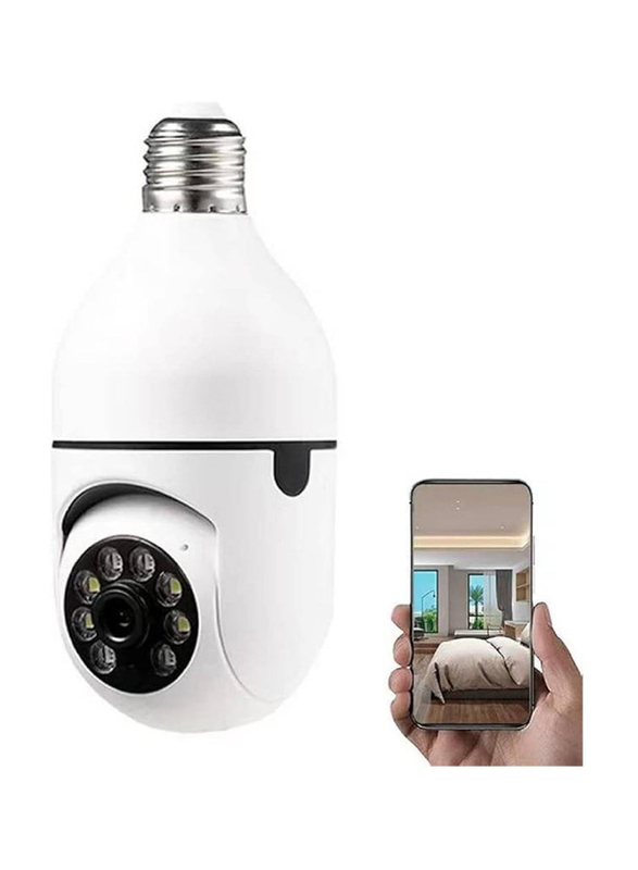 Gennext 360 Degree 2.4GHz & 5G WiFi 1080p Light Bulb Wireless Outdoor Security Camera, White