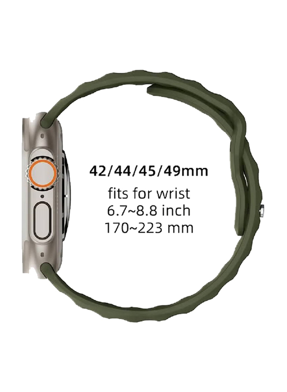 Gennext Replacement New Design Silicone Waterproof Strap for Apple Watch Ultra Band 49mm, iWatch Series 8/7/6/5/4/3/2/1/SE/Ultra, Olive