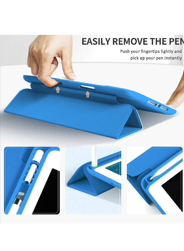 Gennext Apple iPad 9th/8th/7th Gen 2021/2020/2019 10.2 Inch Mobile Phone Case Cover with Pencil Holder & Smart Magnetic Stand, Blue