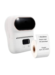 M110 Portable Bluetooth Thermal Label Printer with Label Roll, White