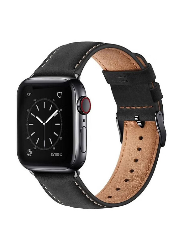 

Gennext Replacement Genuine Leather Band for Apple Watch Series 8/7/SE/6/5/4/3/2/1 Ultra Watch 49mm/Ultra Watch 2/45mm/44mm/42mm, Black