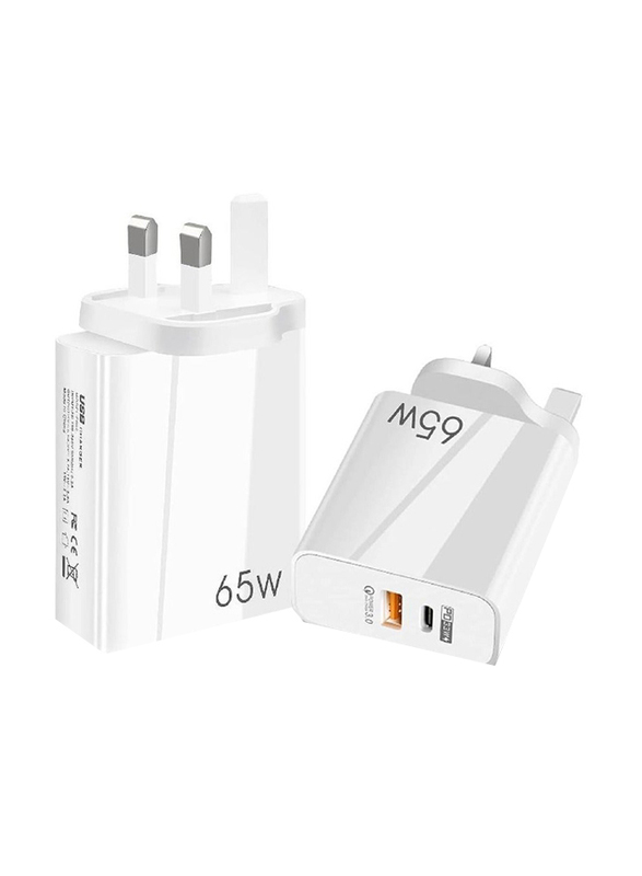 Gennext 65W Dual Port USB Type-C Wall Plug Charger, White