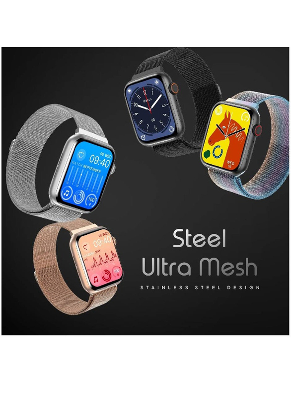 2.05-inch Large Display Smartwatch with Wireless Charging Rotating Crown and Bluetooth Calling, Silver