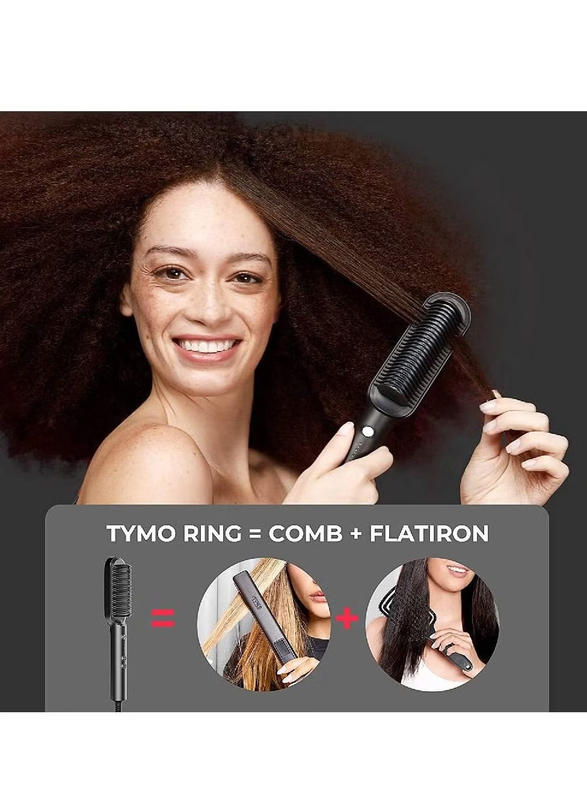 Smoothing iron Brush Styler Heating Comb Ceramic Fast Heating & 5 Temp Settings Hair Straightener, Black