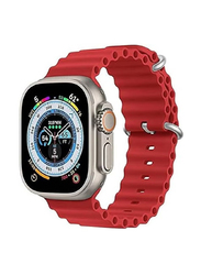 Gennext Replacement Silicone Hole Wavy Strap for Apple Watch 42/44/45/49mm, Red